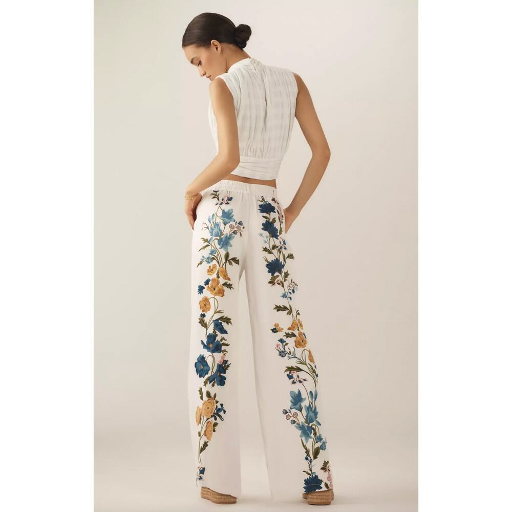 Anthropologie Floral Print Pull-On Wide Leg Drawstring Pants Size XS NWT - Picture 4 of 15